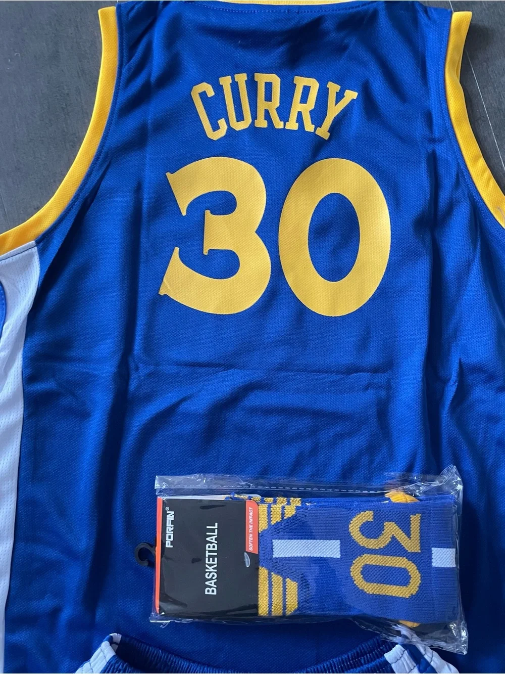 Stephen Curry #30 Blue and Yellow warriors away Basketball Jersey and Shorts Set